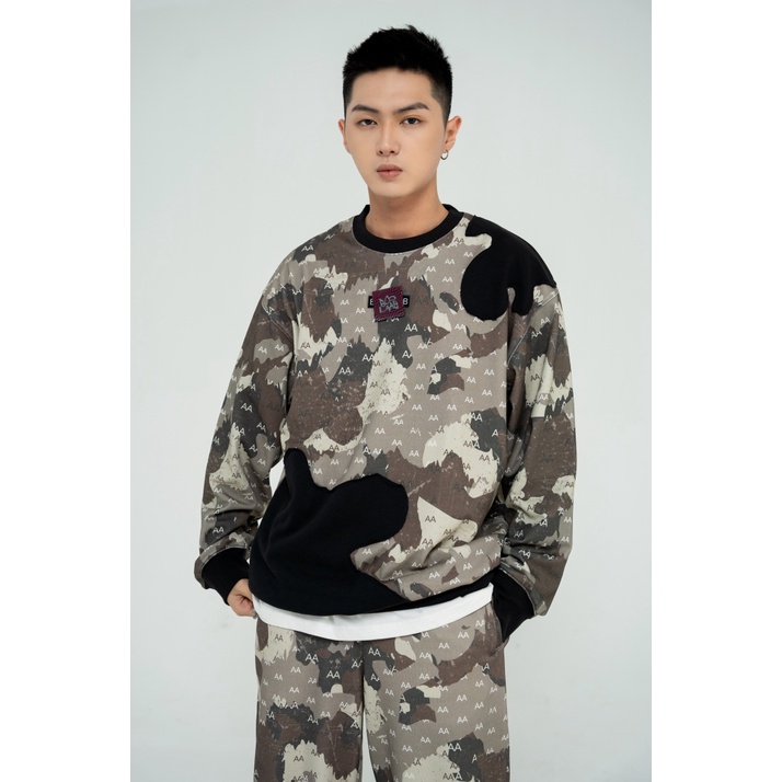 Áo Nỉ Không Mũ Unisex BOO Dáng Oversize Pattern Camo BOOLAAB