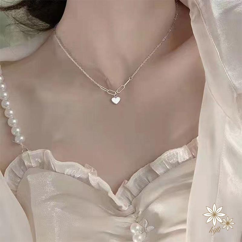 Vòng cổ Mạ Bạc 925 Mặt Hình Trái Tim Đính Đá Pha Lê Thời Trang Cho Nữ