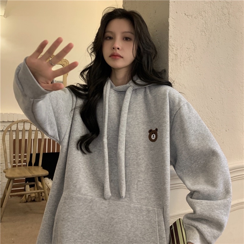 Áo hoodie nam nữ chất nỉ bông 2 lớp dày đẹp in hình gấuu