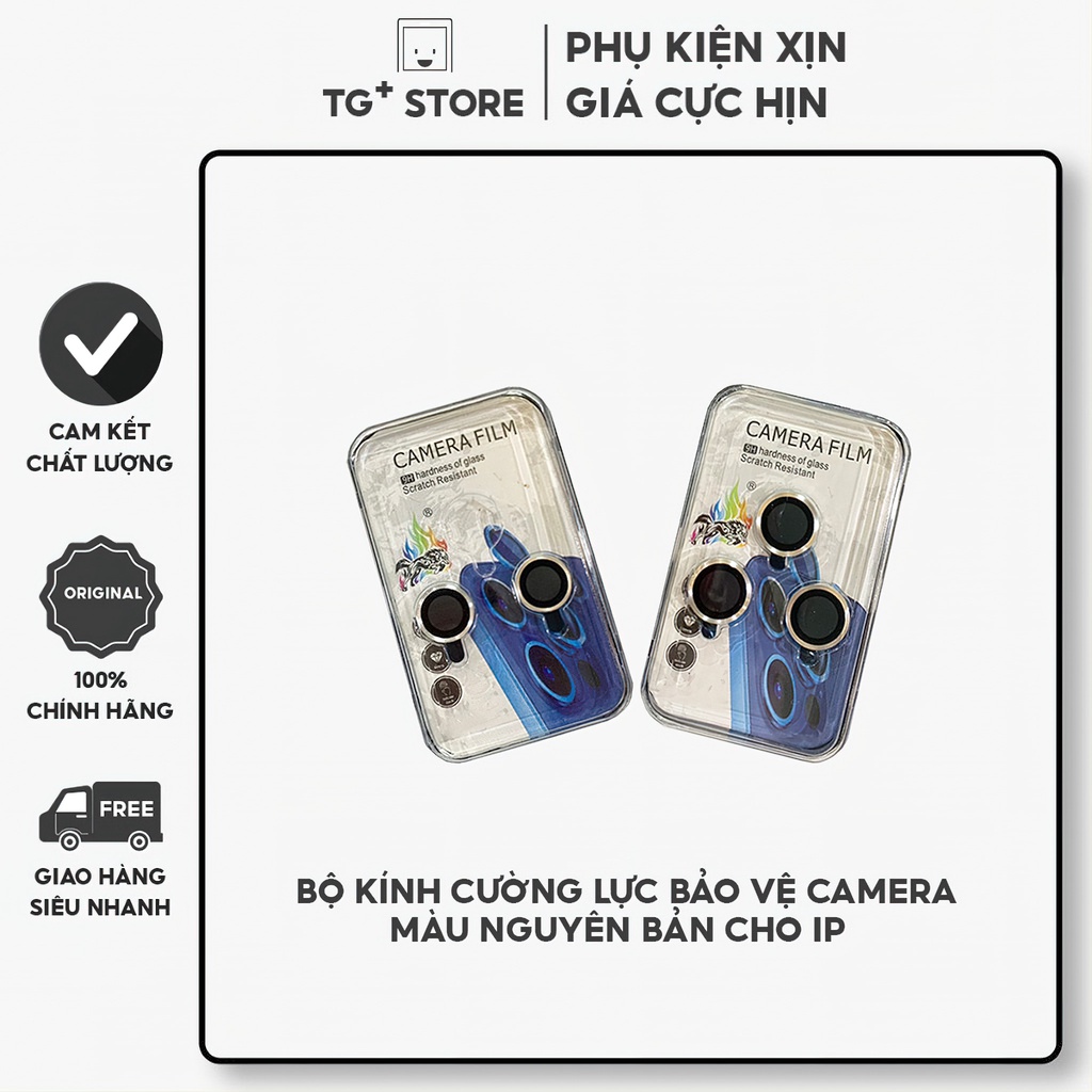 Bộ Kính Cường Lực Bảo Vệ Camera Titan Chống Trầy Xước Màu Nguyên Bản Cho ip