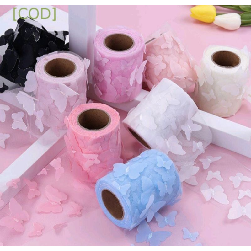 Ruy băng ren lưới 6cm giá 1 mét đính hình dễ thương