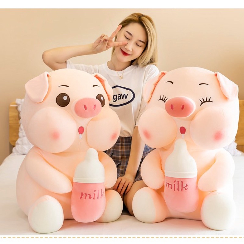 (Hoả tốc) Heo ôm bình sữa 50cm 70cm