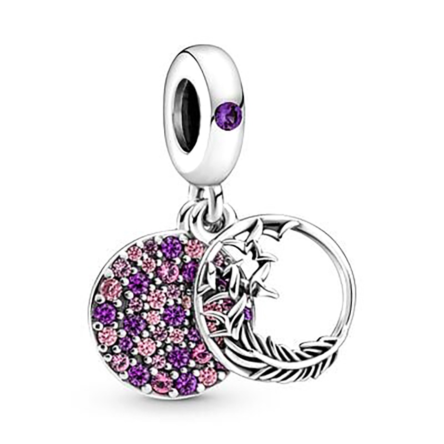 Hạt Charm Màu Bạc Hình Trái Tim / Bông Hoa / Trái Tim Màu Sắc Xinh Xắn Dùng Làm Mặt Dây Chuyền / Tai
