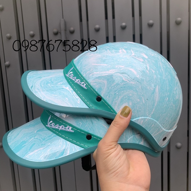 Nón bảo hiểm kết viền da vespa nhúng cacbon dành cho Nữ
