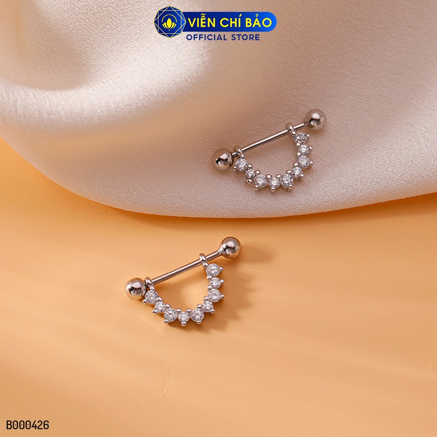 Bông tai bạc nữ hoa mặt trời chốt vặn chất liệu bạc 925 thời trang phụ kiện trang sức Viễn Chí Bảo B000426