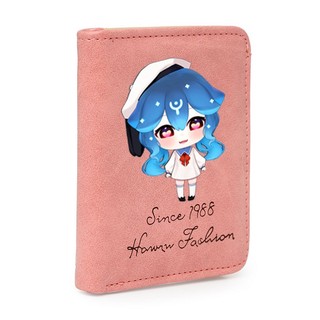 Ví ngắn đen hồng cầm tay in hình BAO THE WHALE Vtuber tiện lợi anime chibi