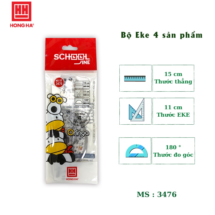 Bộ eke 4 sản phẩm Hồng Hà 3476