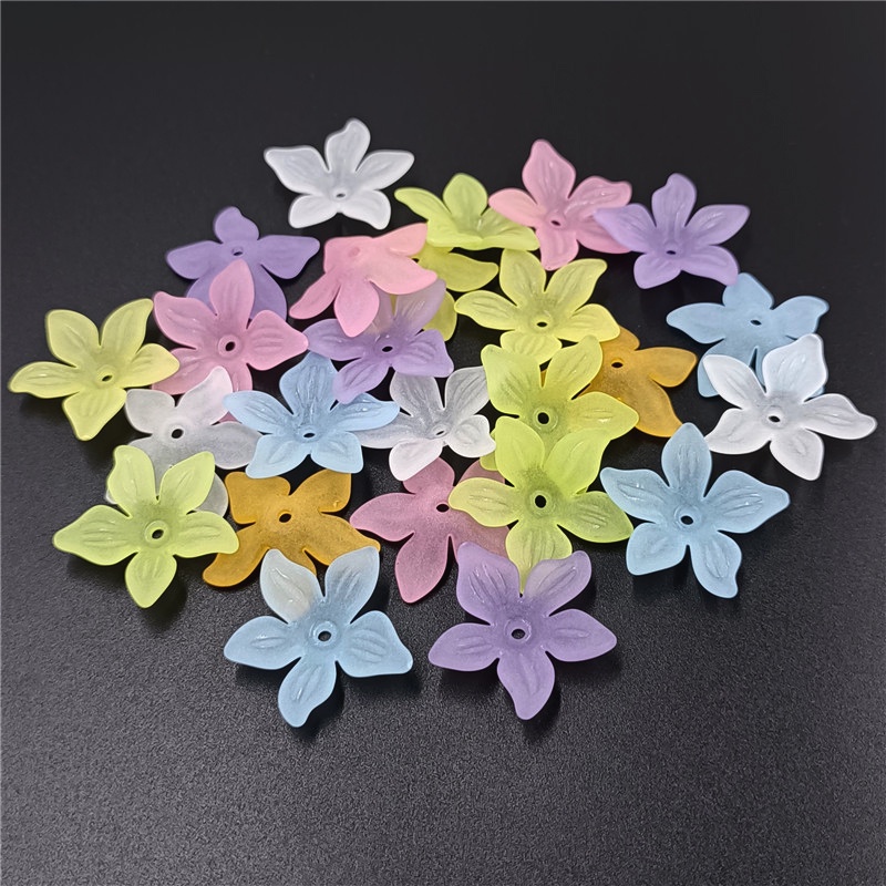 Set 20 Hạt Xỏ Lỗ Hình Hoa Bauhinia Bằng Acrylic Dùng Để Làm Trang Sức Thời Trang