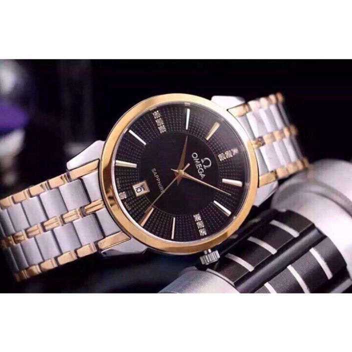 Đồng Hồ Nam Omega OM037 chạy Pin Dây Thép Khung Thép Chống Xước, Chống Nước.