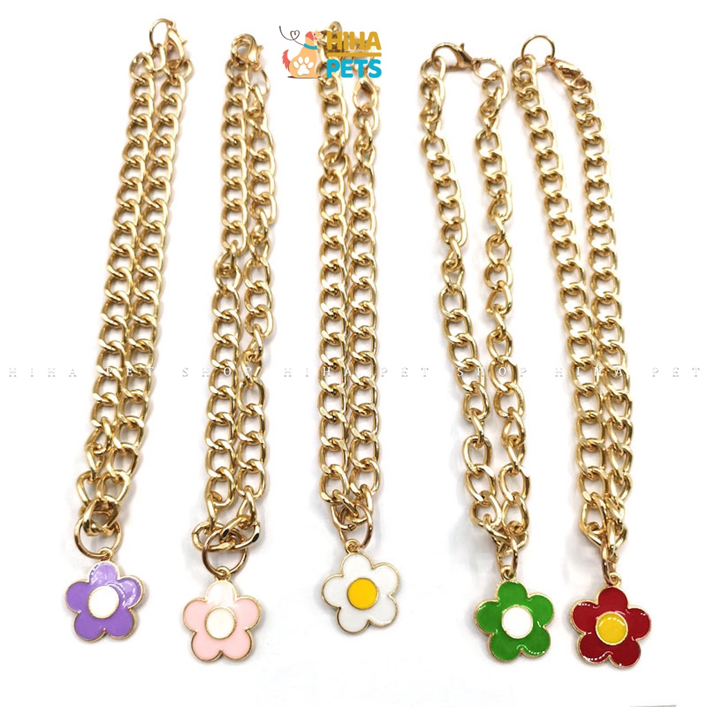 Dây Chuyền Cho Thú Cưng, Vòng Cổ Cho Chó Mèo Mặt Hoa Và Mặt Mèo Hihapet