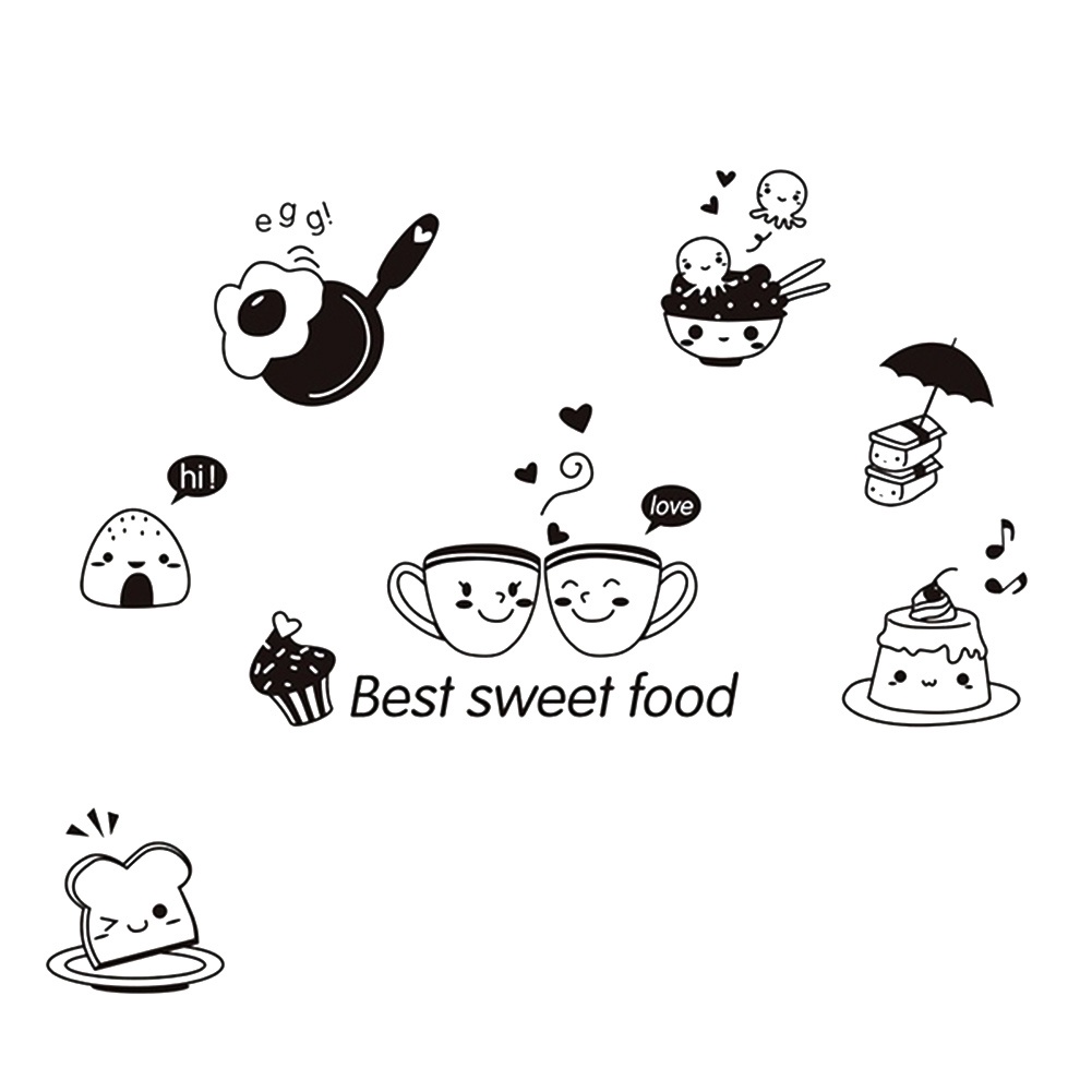 Miếng Dán Tường Trang Trí Hình Bánh Ngọt / Thức Ăn / Cà Phê Độc Đáo DIY