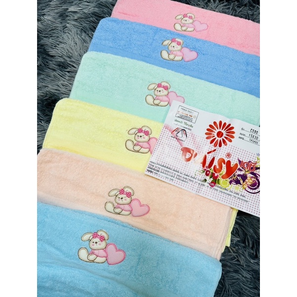 Set 5 Khăn Tắm Thỏ Daisy Thái Lan 38*76 Màu và Sọc .