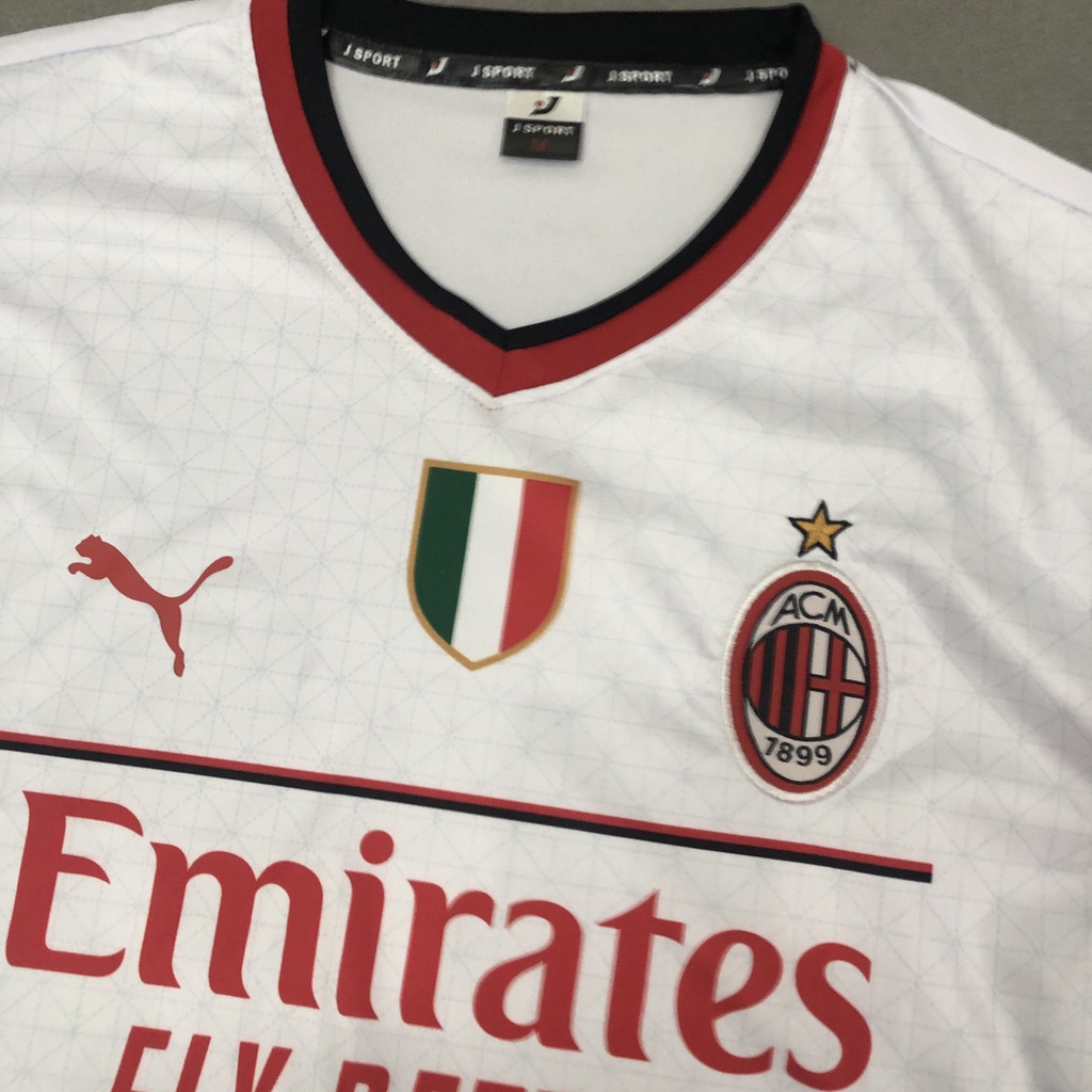 Bộ quần áo đá banh AC Milan trắng sân khách FLG JP2023
