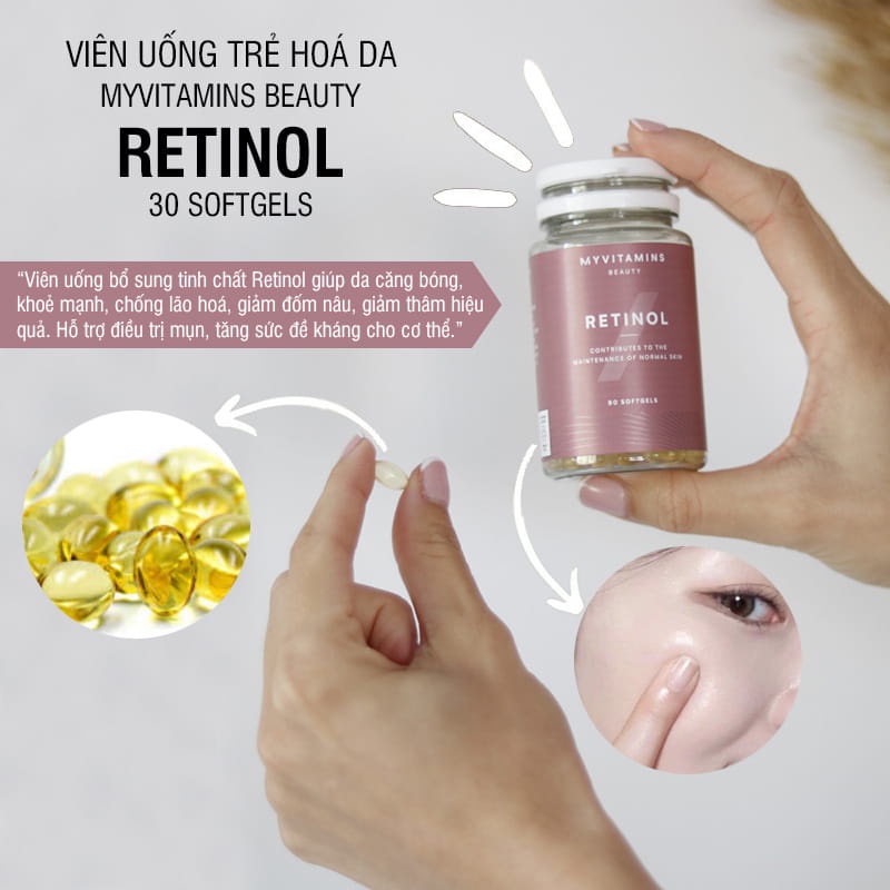 Viên uống retinol Myvitamins chống lão hóa 30v, 90v
