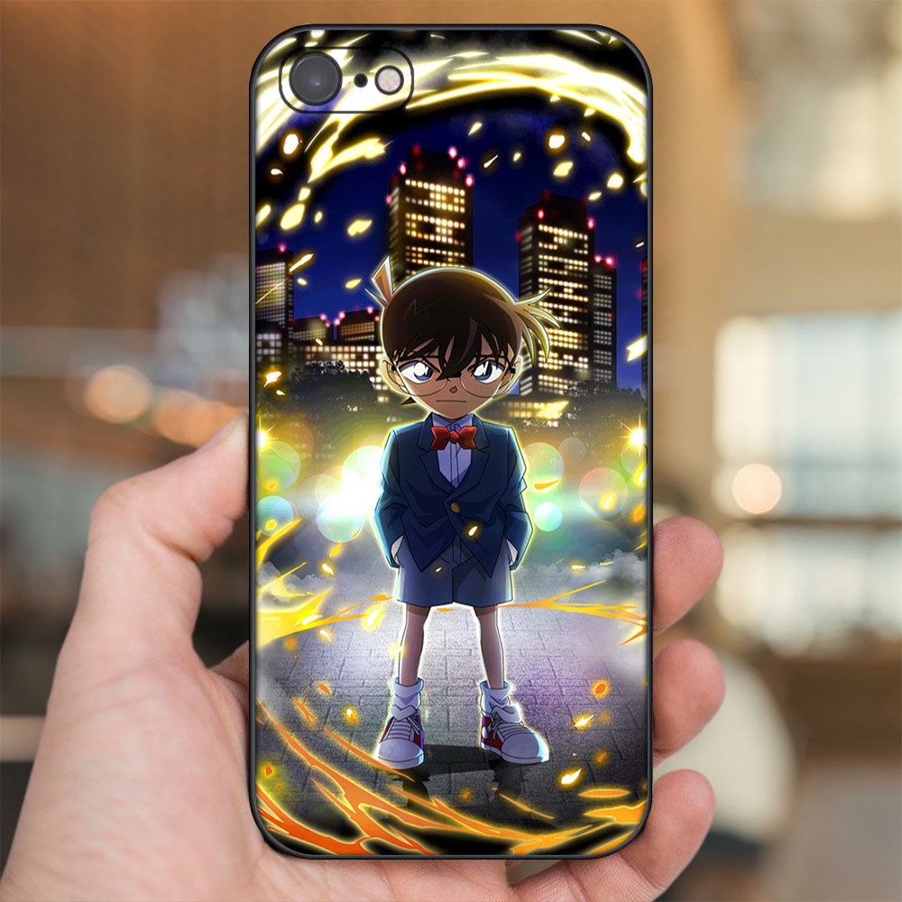 Ốp lưng iPhone 7, 8 dẻo đen cạnh vuông in hình Shinichi Conan Thám Tử Lừng Danh
