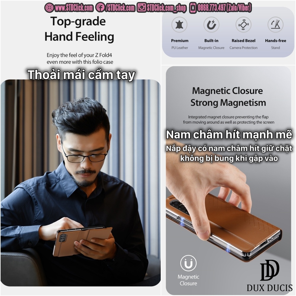 ỐP LƯNG DA SAMSUNG GALAXY Z FOLD 4 5G DUX DUCIS BRIL CHÍNH HÃNG