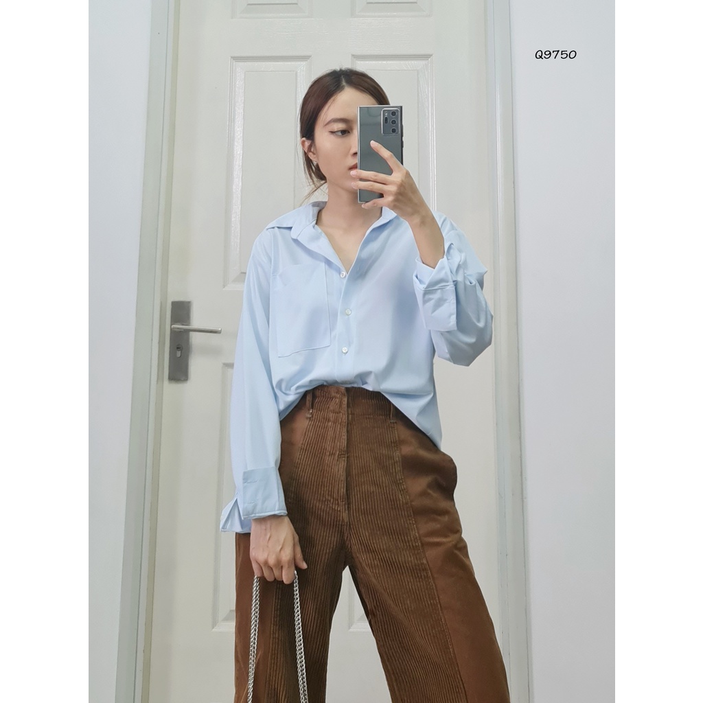 Q9750 - Áo sơ mi Mango tay dài túi trước vạt sole