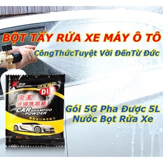 (DIY) Túi bột rửa xe ô tô không chạm Shampoo Powder 5gram pha với 5 lít nước