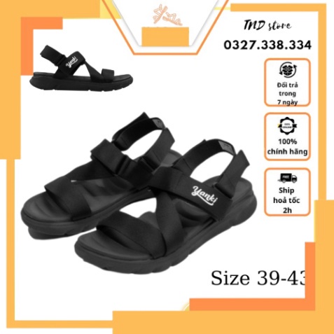 Giày Sandal Yanki Nam Quai Chữ Z YY021G Chéo Đế Cao Su Quai Dù Đi Học Đi Làm Đi Chơi Full Size màu đen droppihcm