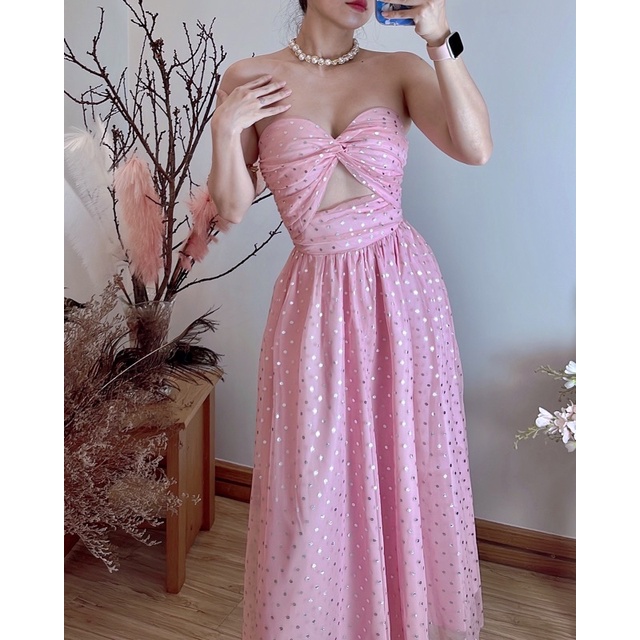 Đầm lưới hồng xoè công chúa