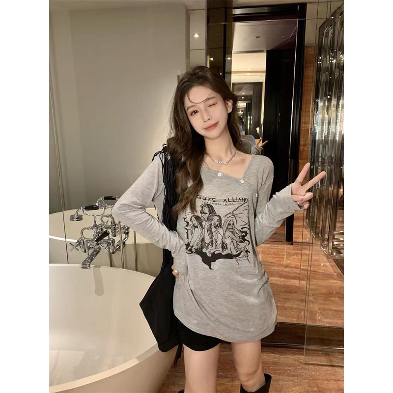 Áo Thun Tay Dài Cổ Tròn In Hình Mật Ong Mẫu Mới 2022 Dành Cho Bạn Nữ