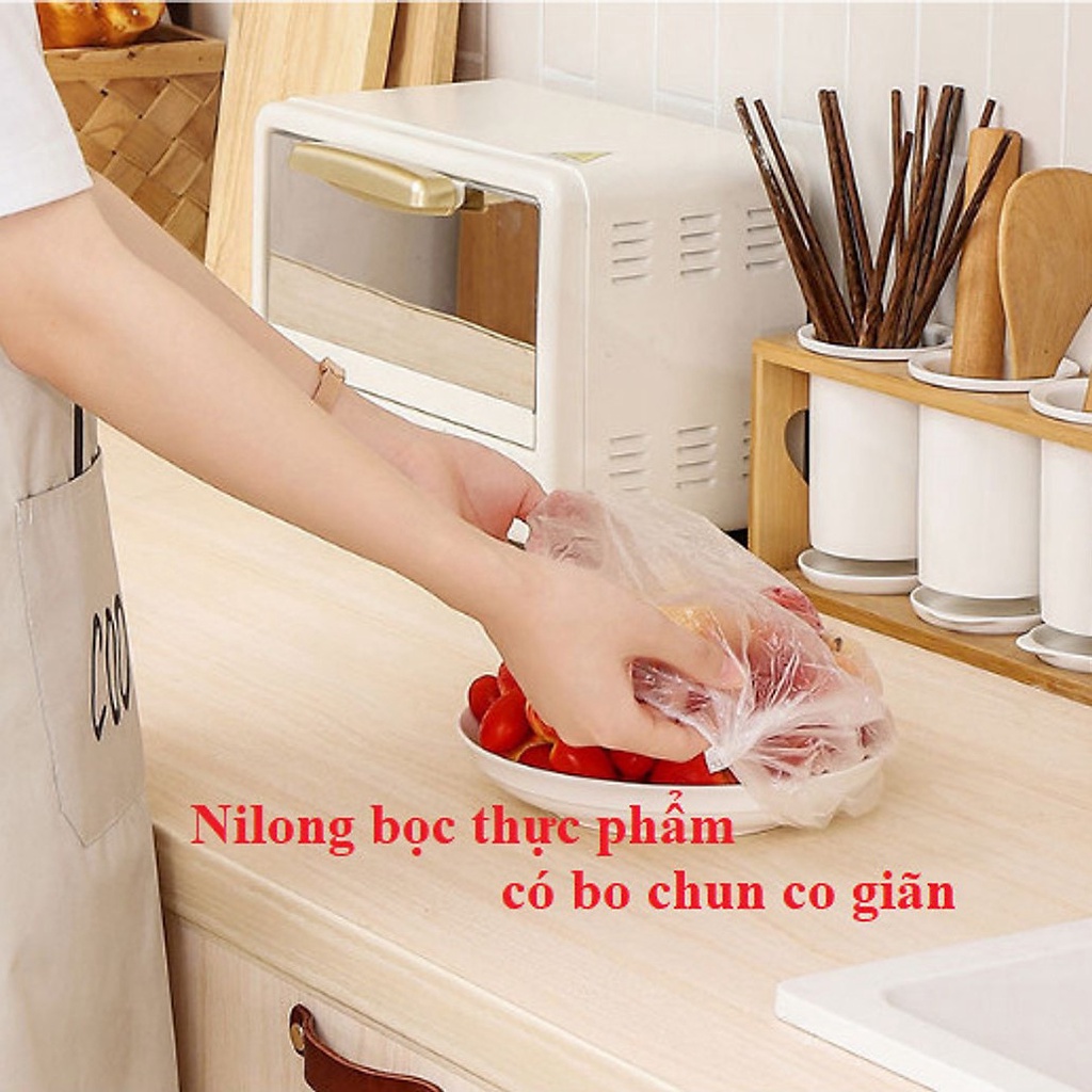 Màng Bọc Thực Phẩm Co Giãn PE Set 100 Túi Bọc Thực Phẩm Có Chun Bọc Đồ Ăn Sạch Sẽ Tái Sử Dụng Tiện Lợi