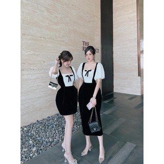 Đầm đen 🌷Đầm suông dự tiệc phối ren