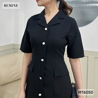 Đầm cổ sơ mi đính nút BEMINE MT6050