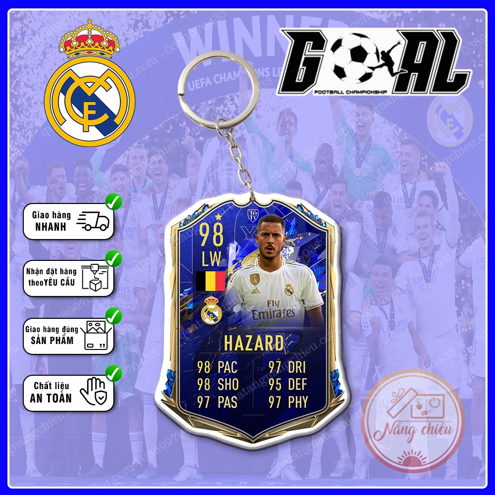 Móc khóa thẻ CLB bóng đá Real Madrid Mùa 2022-2023 - Dày In Sắc Nét 2 Mặt