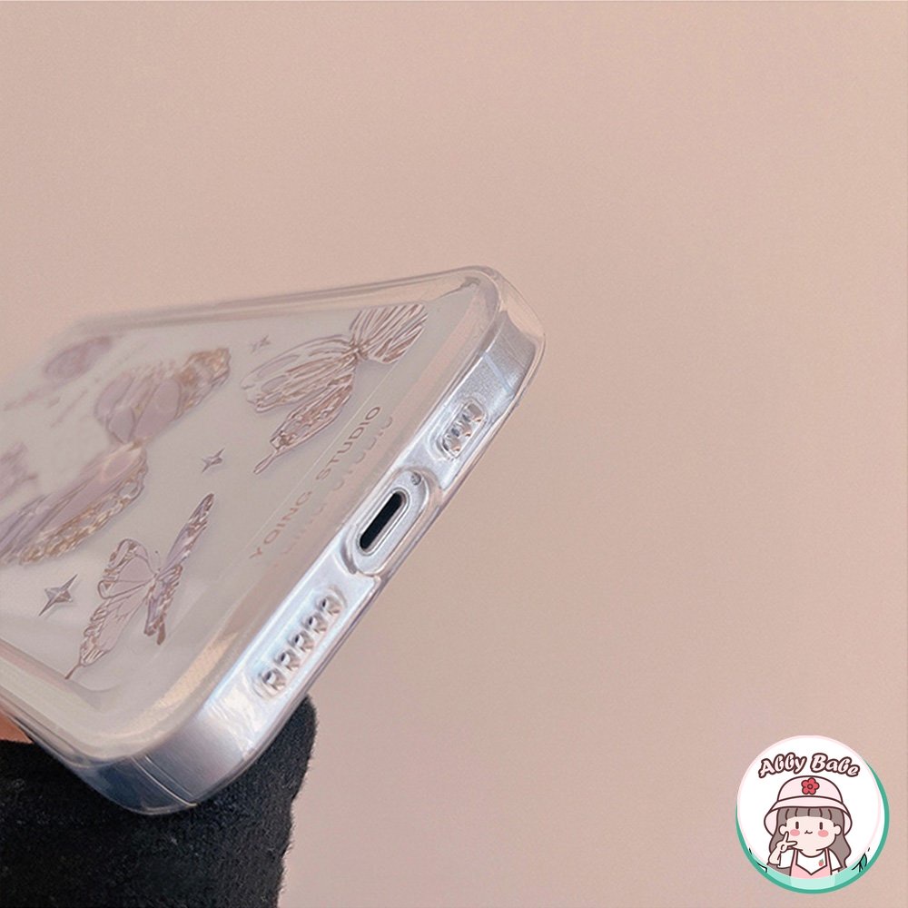 Ốp Điện Thoại TPU Mềm Trong Suốt Họa Tiết Bướm Hồng Cho Iphone 14 Pro Max 11 7Plus 13 12 11 Pro Max X XS XR