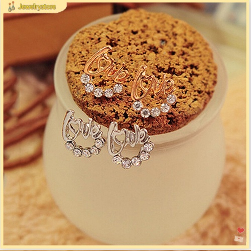 Đôi khuyên tai chữ Love đính đá thanh lịch cho nữ