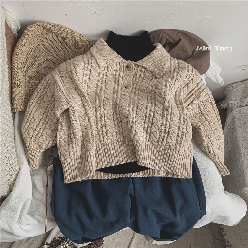 Áo Sweater Cổ Bẻ Phong Cách Nhật Hàn Thời Trang Thu Đông Cho Bé