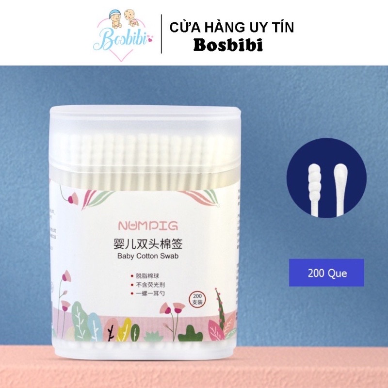Tăm bông cho bé , tăm bông vệ sinh cho bé hộp 200 que