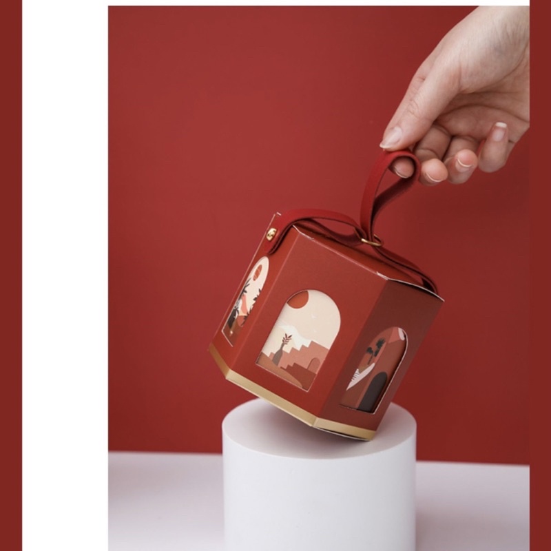 Hộp quà tặng hộp đựng nến, hộp mĩ phẩm lục giác dây da cao cấp