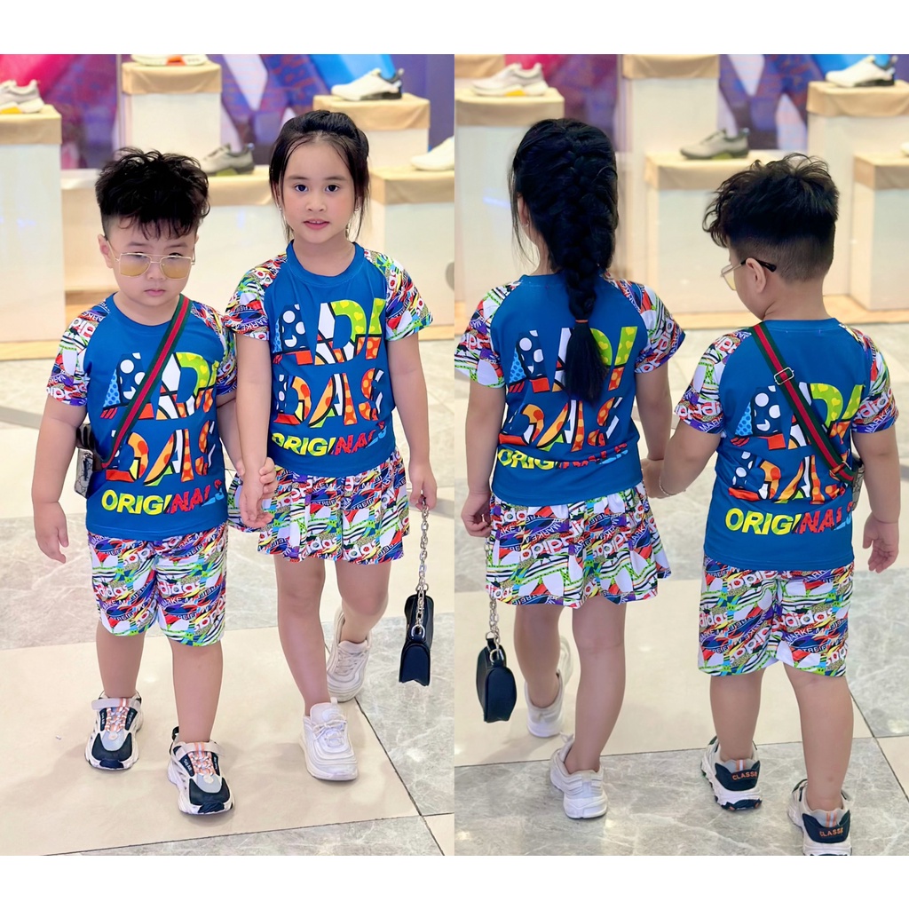 Bộ thun lạnh 3d bé trai bé gái thâm hút mồ hôi in hình bé yêu thích RUBYKIDS