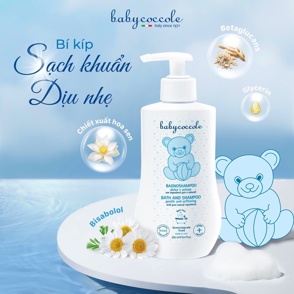 [CHÍNH HÃNG] Sữa tắm gội 2in1 giữ ẩm chiết xuất hoa sen 0M+ Babycoccole