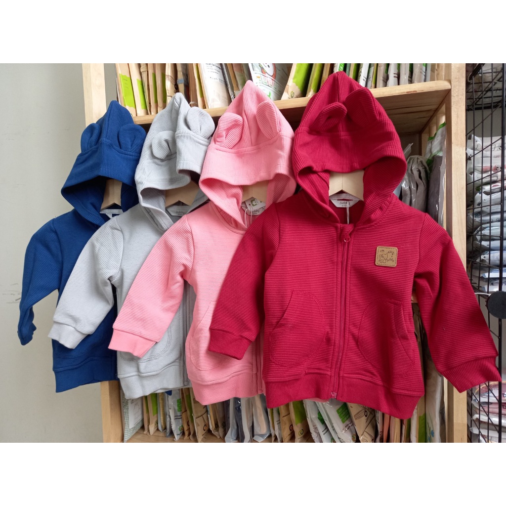 Judoby - Áo khoác kéo khoá mũ phối tai thỏ dễ thương cho bé (6-24M)