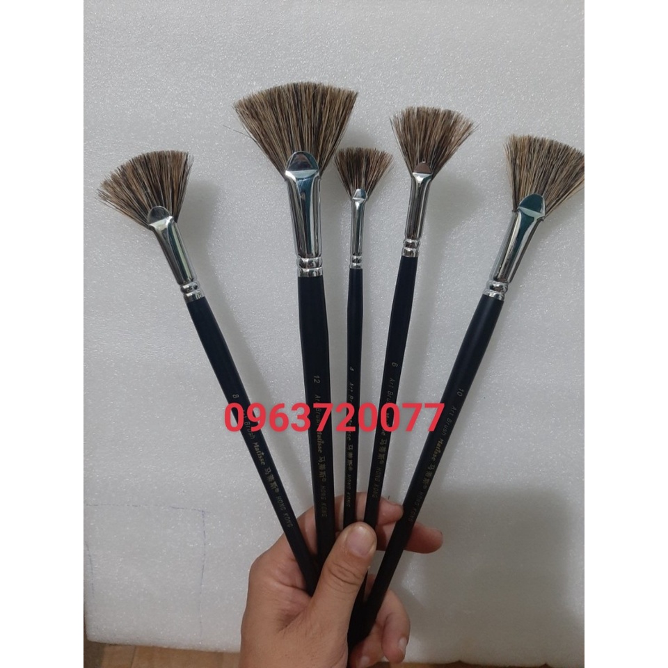 Cọ Quạt Lông Ngựa, lông cứn thích hợp Vẽ Màu Nước, Acrylic, Sơn Dầu Cao Cấp