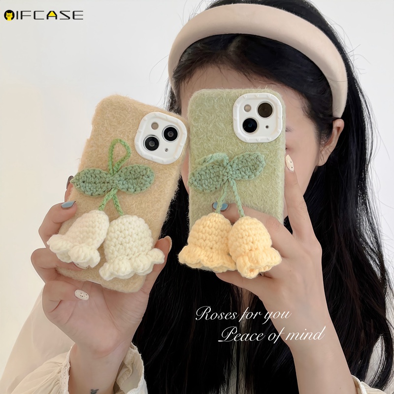 Ốp Điện Thoại Mềm Họa Tiết Hoa Dệt Kim 3D Chống Sốc Cho iPhone 14 Plus 14 13 12 11 Pro Max