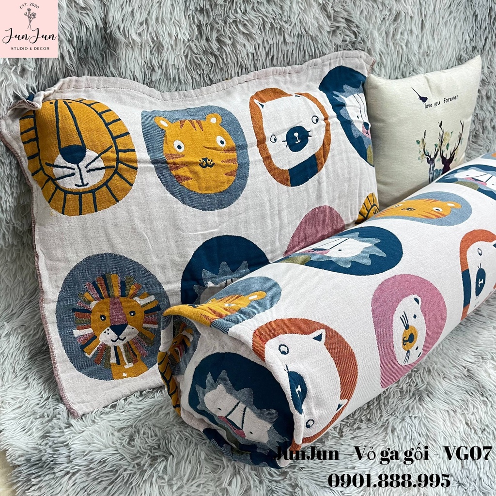 [SALES SỐC]V7_Vỏ gối ôm vải Xô Cotton Organic cao cấp có khoá kéo