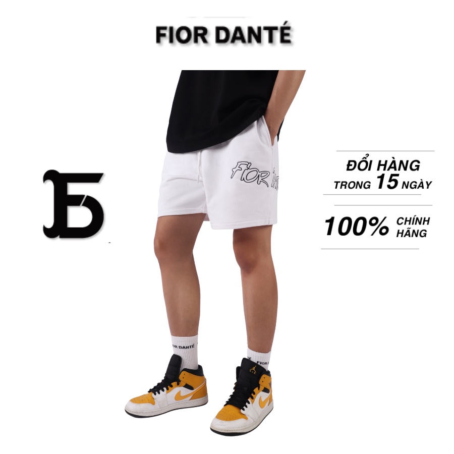 Quần Shorts Nam Thể Thao Cao Cấp Local Brand Thêu LOGO FIOR DANTÉ Form Rộng Màu Trắng 100% Vải Cotton Thoáng Mát