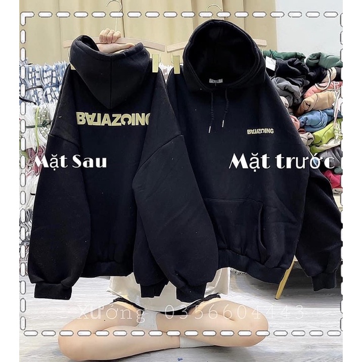 Áo hoodie BAZA in 2 mặt fom thụng unisex