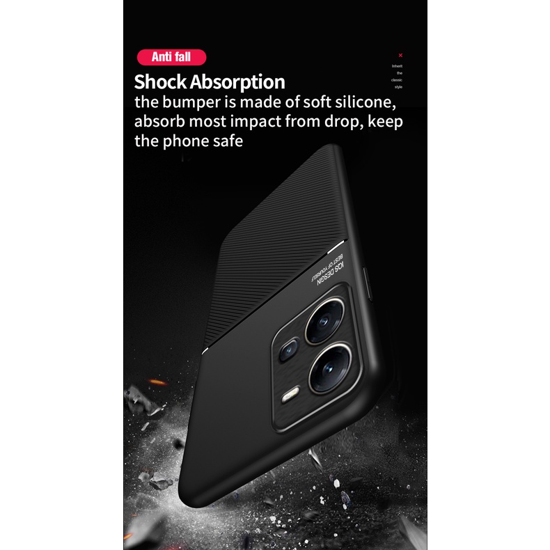 Ốp Điện Thoại Da Cứng Viền Silicon Dẻo Hít Nam Châm Chống Sốc Sang Trọng Cho Vivo Y35 Y16 V25 5G Y 35 16 V 25