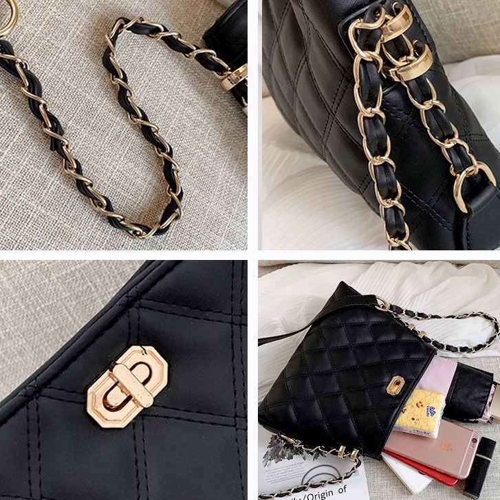 Túi trần trám thời trang bucket túi xách nữ công sở túi đeo chéo nữ dây xích