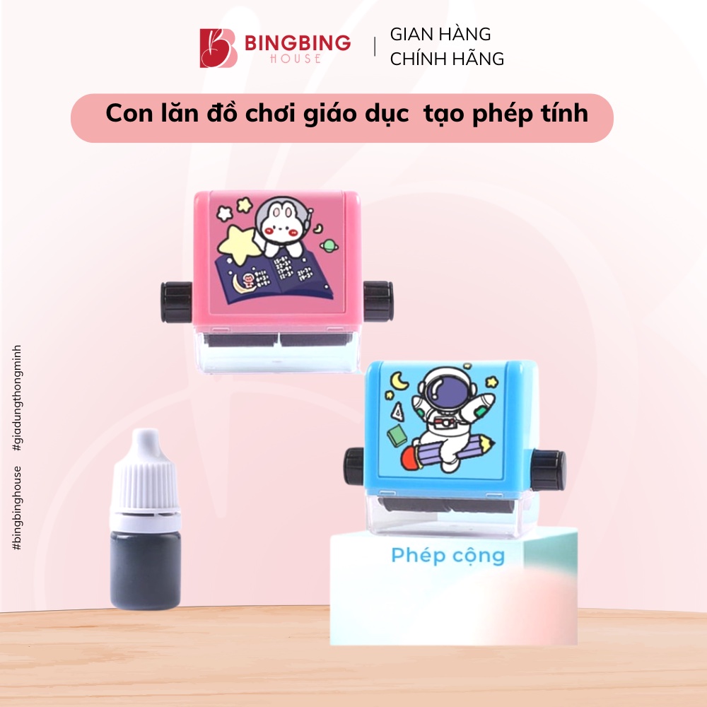 Đồ chơi giáo dục sớm máy in con lăn tạo phép tính cộng trừ nhân chia đơn giản ra bài tập cho bé học toán BINGBINGHOUSE