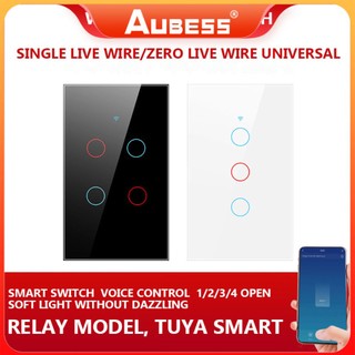 1/2/3/4 gang tuya wifi+433mhz smart touch switch home light wall button us standard work with alexa google home tmall genie