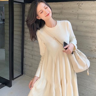 Đầm Len Tay Dài Màu Sắc Thời Trang Dành Cho Nữ