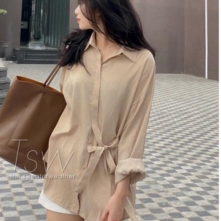 Áo sơ mi lụa nữ dài tay hàn quốc a055 dáng dài kèm dây eo 3 màu siêu xinh áo khoác ngoài chống nắng form rộng