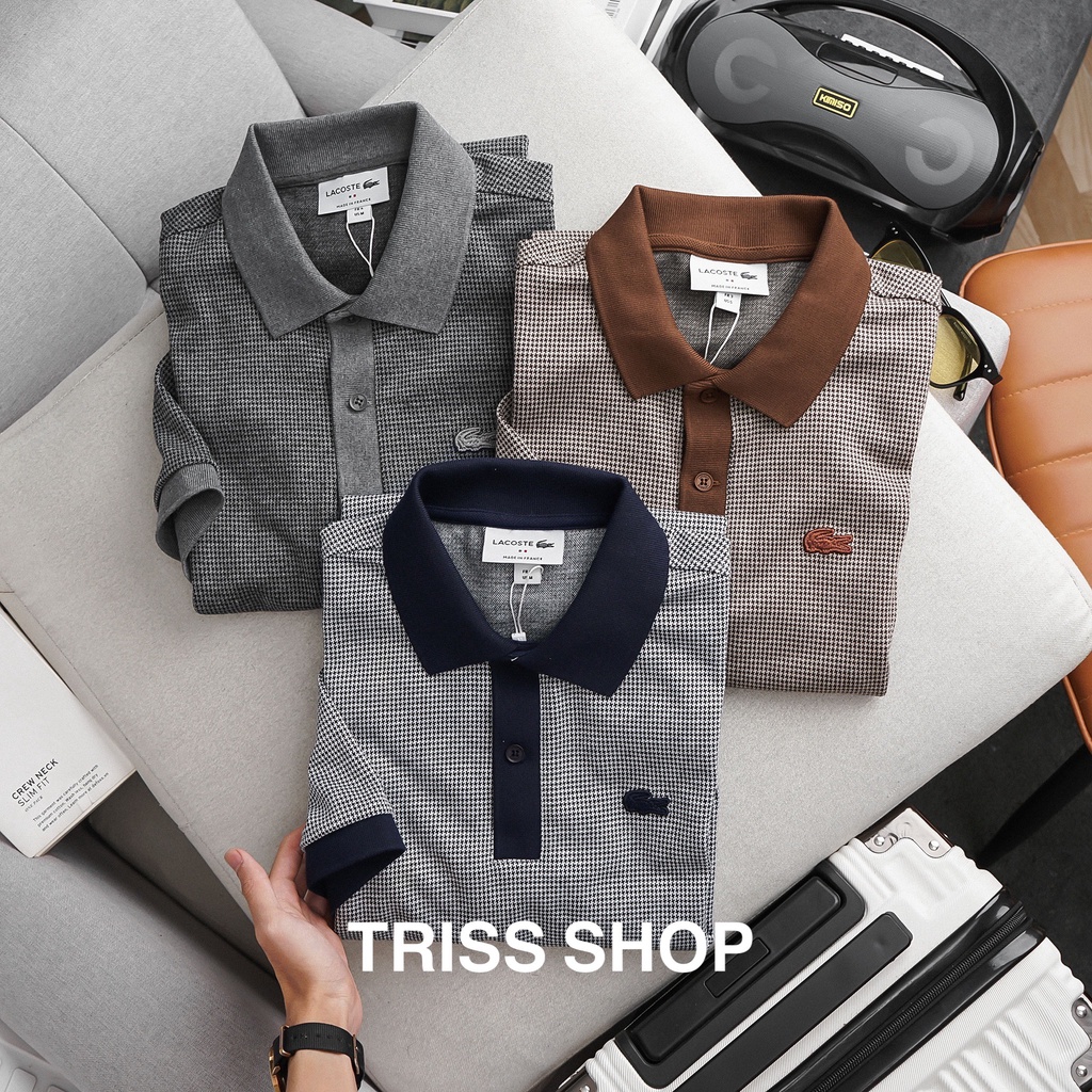 Áo Polo Nam ngắn tay Lacoste basic chất liệu cotton thoáng mát logo cá cùng màu 9 Form Slim fit