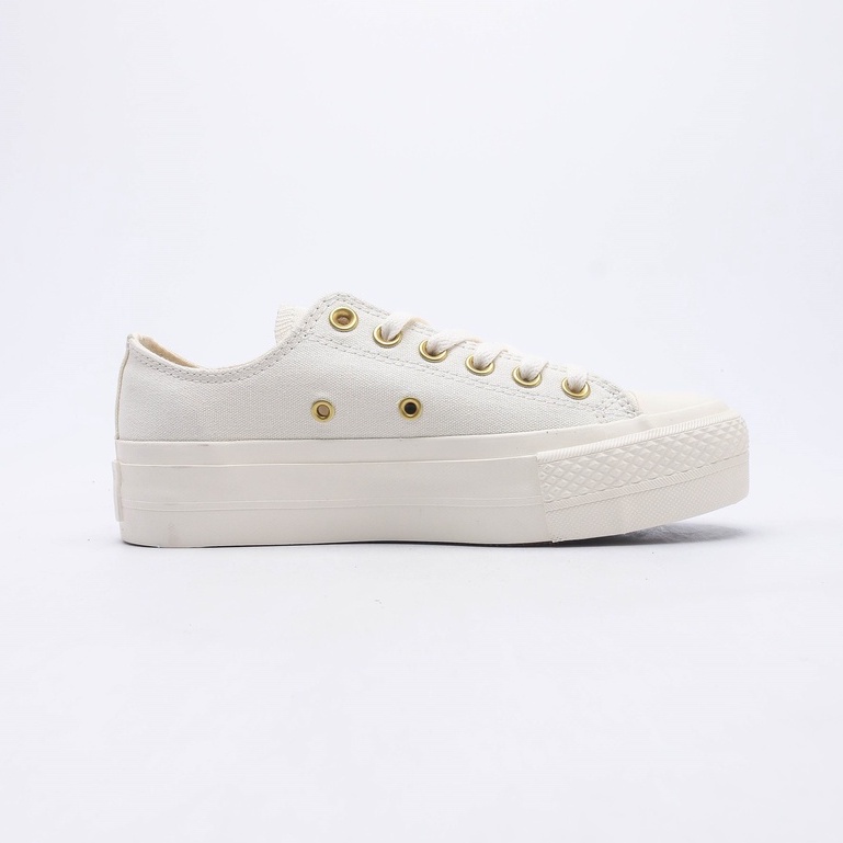 Converse Giày Thể Thao canvas Đế Dày Tăng Chiều Cao Màu Trắng Vàng Thời Trang Cho Nữ-B16